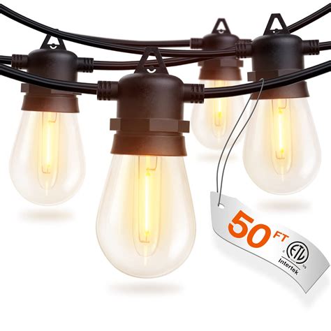 addlon 50FT LED Outdoor String Lights with Edison Shatterproof Bulbs.
